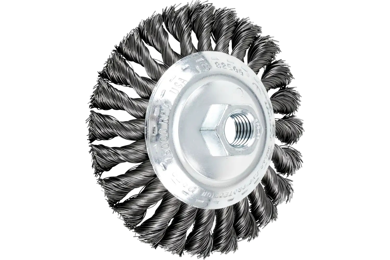 Picture of Pferd Knot Wire Bevel Brush 4-1/2" Dia. .014 Carbon Steel 5/8-11" Thread